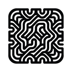 Abstract Square Line Art with Rounded Network Design