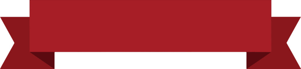 Classic dark red ribbon banner with folded, notched ends, a simple graphic element for titles.