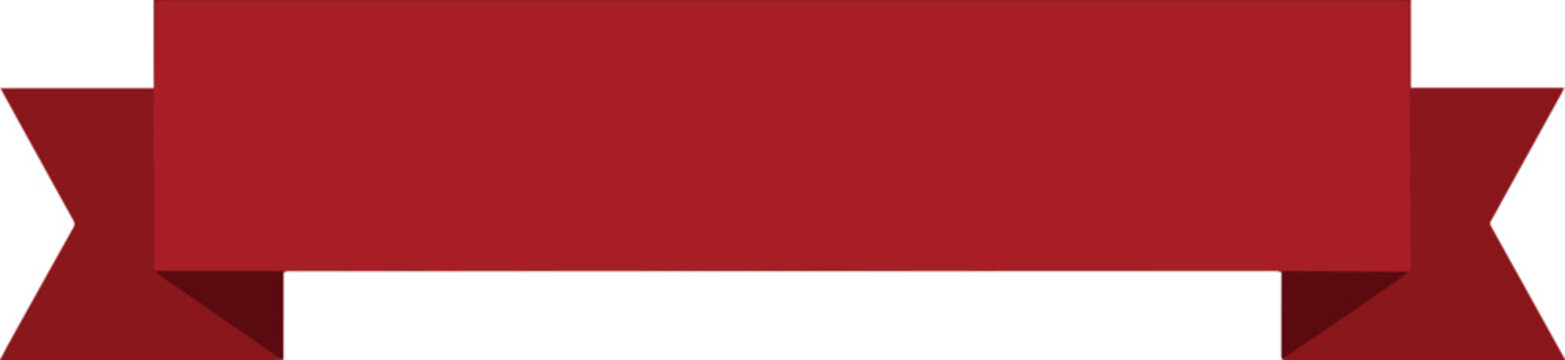 Classic dark red ribbon banner with folded, notched ends, a simple graphic element for titles.