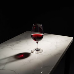 Elegant Red Wine Glass on Marble Surface