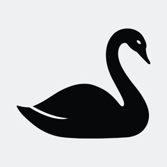 Silhouette swan elegant bird swimming in water graceful vector illustration