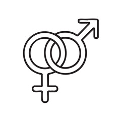 Interlocked Male and Female Symbols Representing Gender Relationships Love and Equality in a Simple Outline