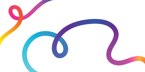 Abstract Intertwined Lines Displaying a Vibrant Color Gradient. This image features two interwoven, flowing lines that transition smoothly through a spectrum of vibrant colors, from blue to red.