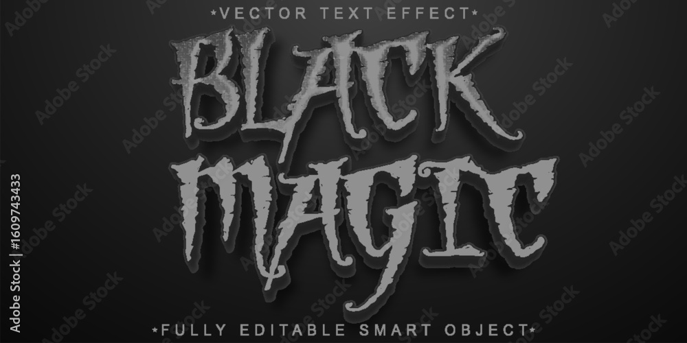 Poster dark black magic spell ritual style vector fully editable smart object text effect