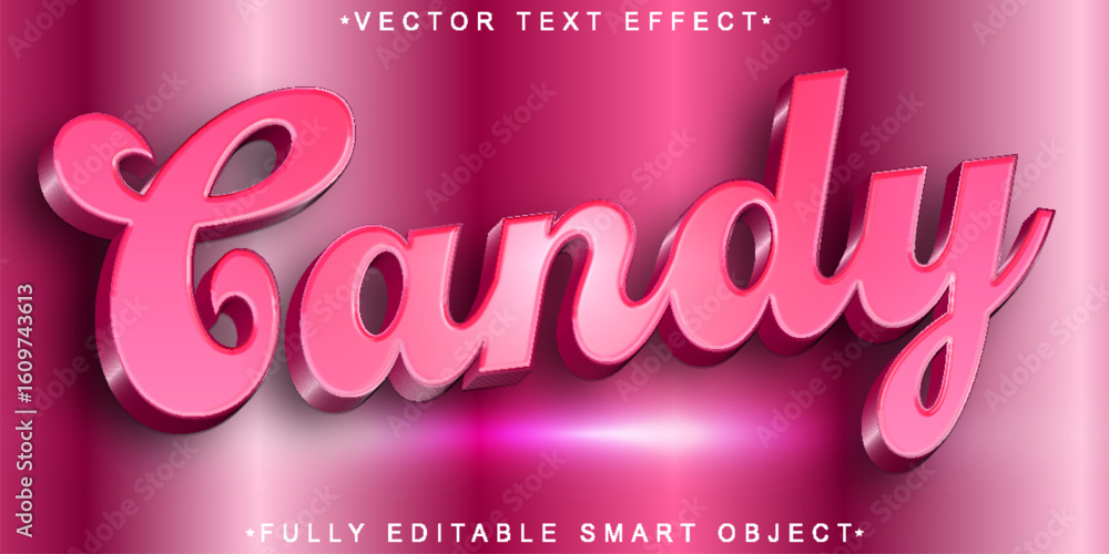 Poster sweet colorful candy sugar dessert style vector fully editable smart object text effect