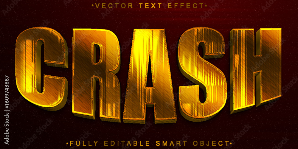 Poster crash impact collision sudden damage style vector fully editable smart object text effect