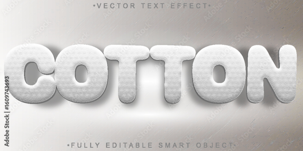 Poster soft natural cotton fabric gentle textile style vector fully editable smart object text effect
