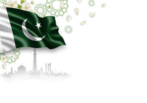 Illustration of Pakistan Independence Day with Crescent, Stars and Pakistan Map