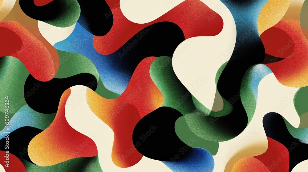 Poster a modern art inspired pattern with bold contrasting colors and abstract forms, ai generated