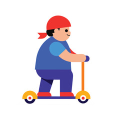 boy on scooter vector icon isolated on white background