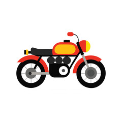 red vintage motorcycle vector icon isolated on white background