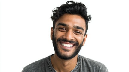 Obraz premium young indian man smiling on white background