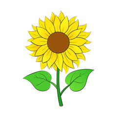 sunflower clipart vector with bright yellow petals vector art illustration