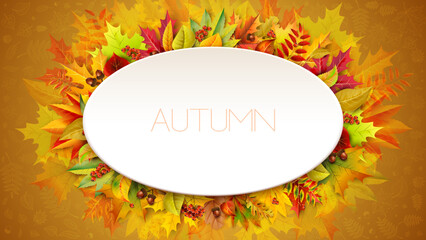 Elegant  fall oval banner with space for text. Ideal for any brochures, covers and presentations.