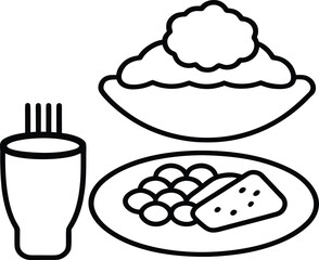 Low Carb Meal Set Illustration with Vegetables Meat and Healthy Food