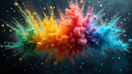 Fototapeta premium Vibrant colors of powder exploding against a dark background.