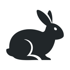 Obraz premium Silhouette of a rabbit in profile on white background