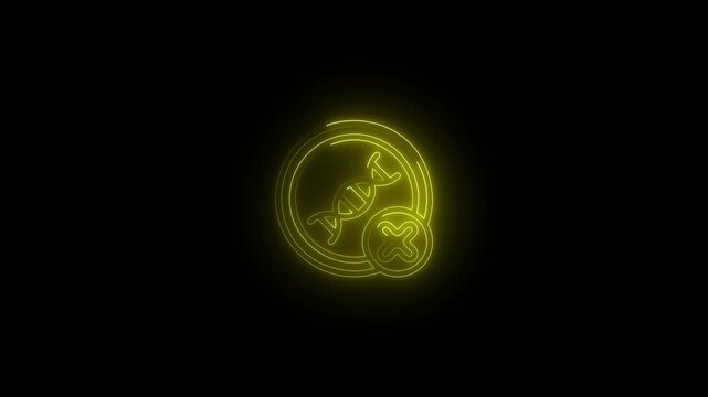Glowing Yellow D N A Helix with Cross Symbol Neon Icon on Black Background Science Genetic
