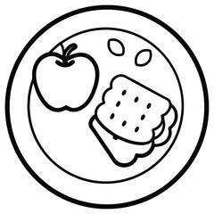 Healthy Kids Lunch Plate Vector Illustration with Fruits Vegetables and Protein