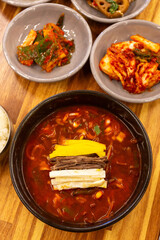 Korean traditional food. yukgaejang, hot spicy meat stew