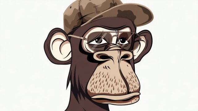 A monkey dressed up with sunglasses and a hat, perfect for illustrations or design projects