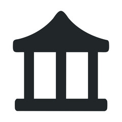 Minimalist black courthouse icon with pillars on white background