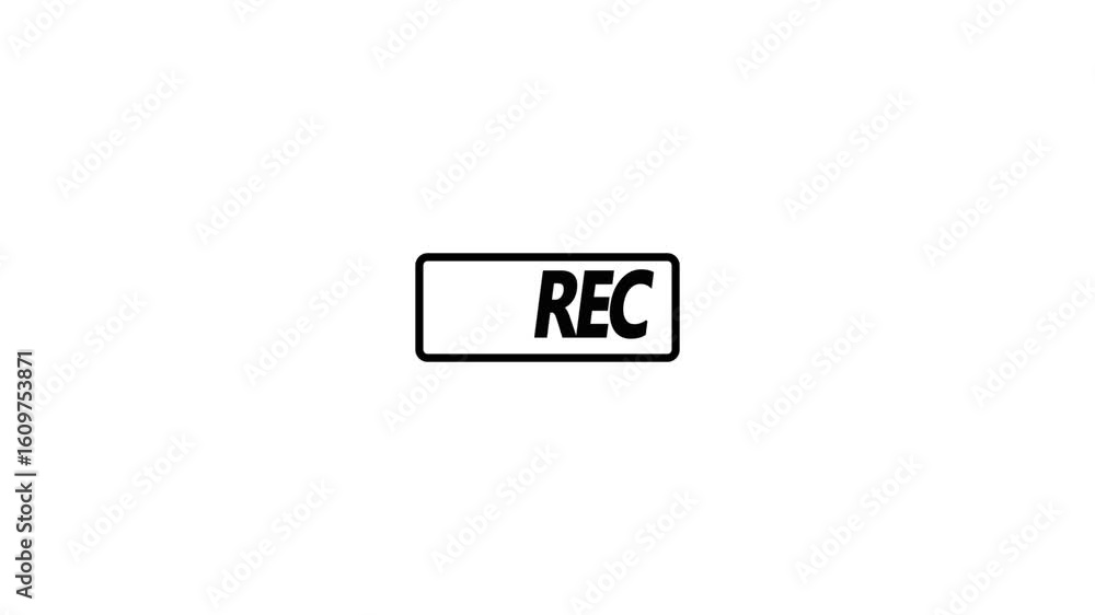 Poster recording sign, rec frame icon animation. video camera recording screen, rec text camera recording i