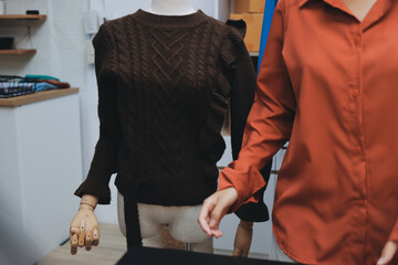 Portrait of Starting small businesses SME owners, two Asian woman check online orders Selling...