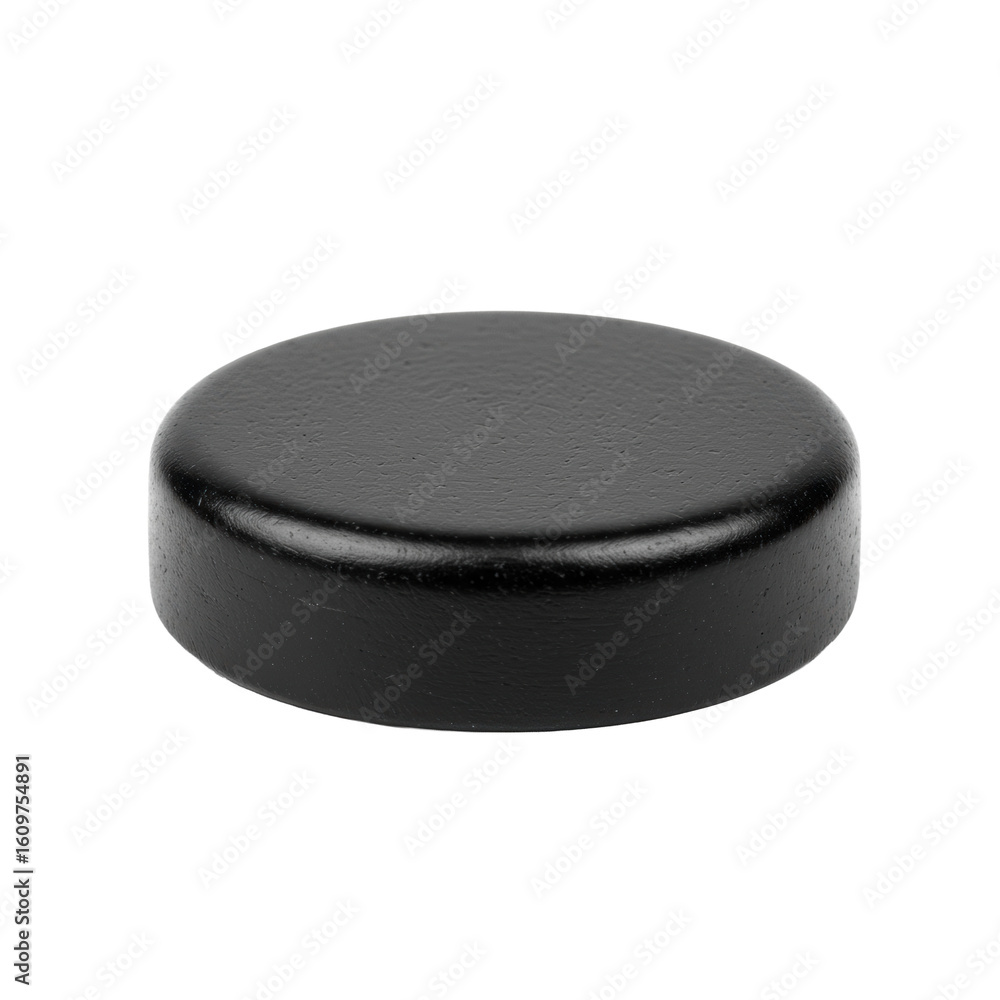 Poster a single, perfectly symmetrical black checker piece, a smooth, polished circular disc with a subtle 