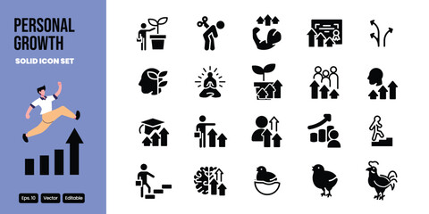 personal growth solid icon set vector design good for web and mobile app