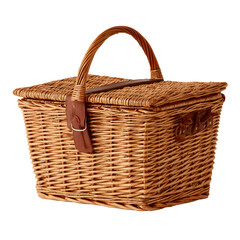 Wicker Picnic Basket with Leather Handle