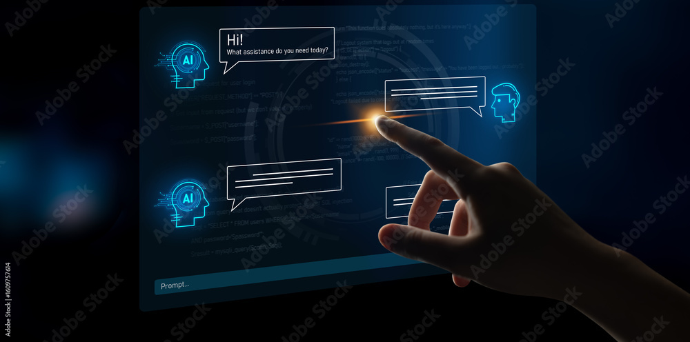 Poster ai chatbot interface facilitates communication, chatbot, and ai interaction for automated user suppo