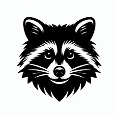 Stylized black and white raccoon face illustration © MST MAJADA