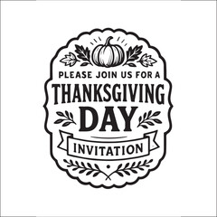 Thanksgiving Day Invitation Card Design Black And White