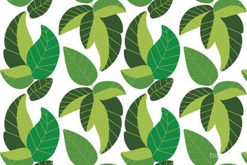 Vector art of a seamless pattern of green leaves creates a vibrant and fresh botanical background isolated on white background