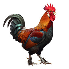 Fototapeta premium Proud rooster standing against black background