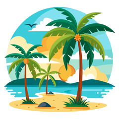 tropical island with palm trees