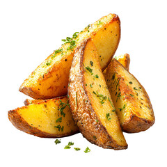 Golden Brown Potato Wedges Herb Garnish Delicious Food