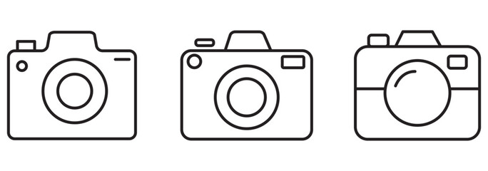 Camera icon set. photo camera in flat style symbol. photography camera line art signs, vector illustration. EPS 10Camera icon set. photo camera in flat style symbol. photography camera line art signs,