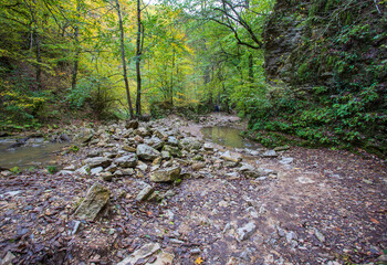 the source of the river, a walk along the riverbed with an overview of the canyon of the river and...