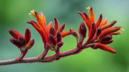 Fototapeta premium Closeup red orange flower detail