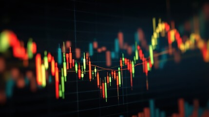 Stockmarket online trading chart candlestick on crypto currency platform. Stock exchange financial market price candles graph data pattern analysis concept. Computer screen closeup background, no log