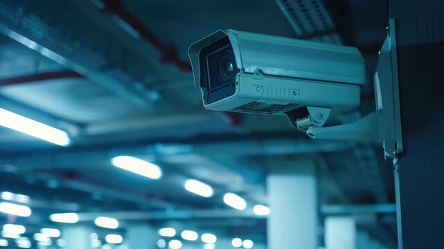 A security camera installed on the side of a building, providing surveillance and monitoring