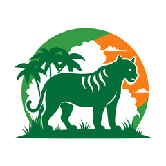 Obraz premium vector illustration of a cartoon tigar