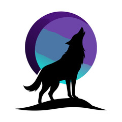black wolf on a white background