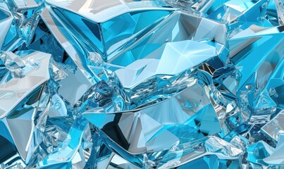Abstract blue silver geometric facets reflect light crystal texture background