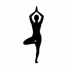 Fototapeta premium Graceful Tree Pose Yoga Silhouette Vector for Health, Serenity, and Spiritual Designs with Balanced Posture and Inner Harmony