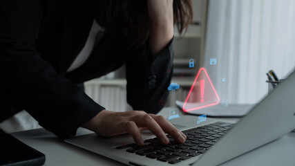 Cybersecurity threat alert protects data. Cyber security threat alert prevents access, alert warns...
