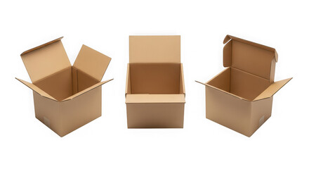 Fototapeta premium Three open cardboard boxes on a black background