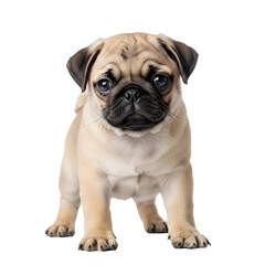 Obraz premium Cute pug puppy standing on black background